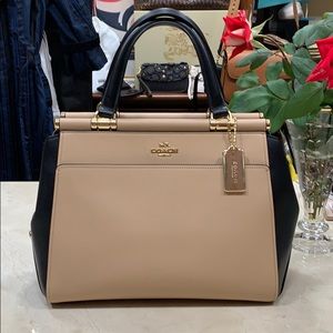 COACH GRACE SATCHEL IN BLACK/TAN COLORBLOCK